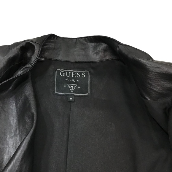 GUESS - Faux Leather Moto Jacket - Black Size M - Picture 8 of 16